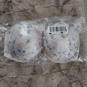 Victoria's Secret Floral Lace Bra - White and Blue